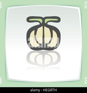 Contours vecteur alimentaire légumes ail sur l'icône carré plat blanc plaque. Des éléments pour les concepts et les applications web mobiles. L'infographie moderne logo et pictogrammes Illustration de Vecteur