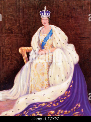 La reine Elizabeth le jour de son couronnement, en 1936. Elizabeth Angela Marguerite Bowes-Lyon, 1900 -2002. Reine consort en tant qu'épouse du roi George VI. Banque D'Images