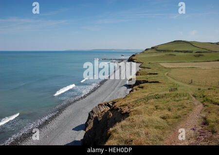 Les falaises les halles de Abbotsham falaises de la South West Coast Path près de Westward Ho ! Banque D'Images