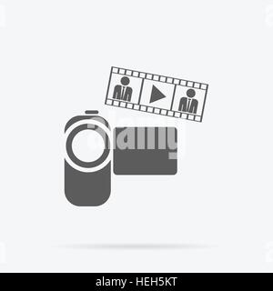 L'icône de l'application Appareil photo télévision style design. L'icône de caméra vidéo, photo ou vidéo, cinéma l'objectif de la caméra vidéo, logo, l'équipement technologique Illustration de Vecteur