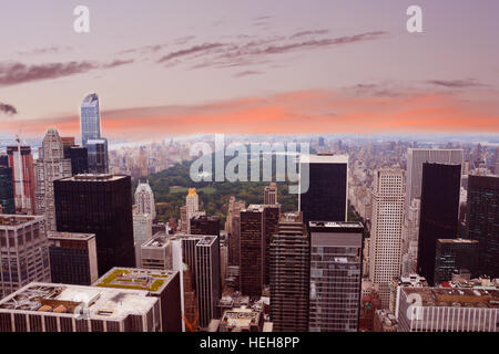 Magnifique vue sur Central Park - New York au coucher du soleil Banque D'Images