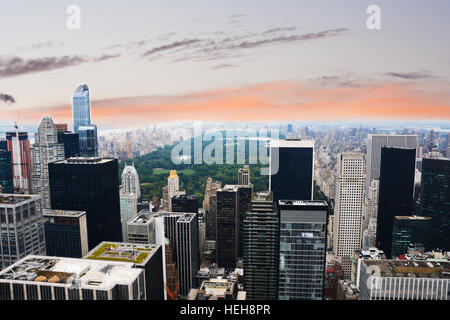 Magnifique vue sur Central Park - New York au coucher du soleil Banque D'Images