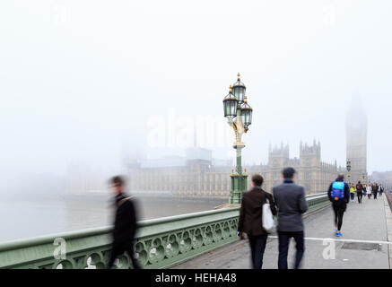 Les touristes près du palais de Westminster, Londres. à Londres, en Angleterre. Banque D'Images