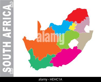 L'Afrique du Sud en couleurs carte vectorielle administrative et politique Illustration de Vecteur