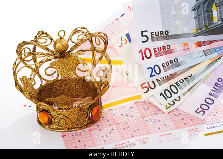 Couronne et les billets de loterie et l'introduction des billets Banque D'Images
