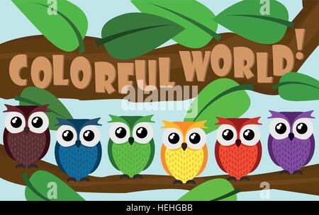 Illustration monde coloré owl pour utilisation créative en design graphique Illustration de Vecteur