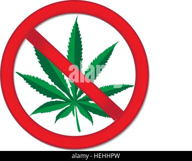 Signe de l'interdiction du cannabis. L'interdiction de la marijuana signe rouge. Arrêter la drogue signe. Vector illustration Illustration de Vecteur