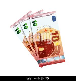 Trente euros dans l'ensemble des billets de 10 euro isolated on white Illustration de Vecteur