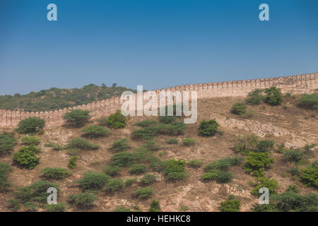 Avant-poste mural, Amer ou Fort Amber, Amer, près de Jaipur, Rajasthan, Inde Banque D'Images