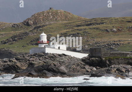 Le Valentia Island Lighthouse à Cromwell Point, Valentia Island, comté de Kerry, Irlande. Banque D'Images