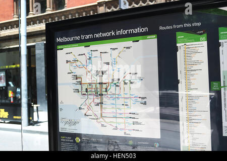 Informations sur le réseau de tramway de Melbourne à la gare Southern Cross Victoria Melbourne Australie Banque D'Images