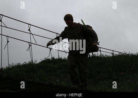 Des Marines du 2e peloton, de la Force reconnaissance Company, du 1er bataillon de reconnaissance et des instructeurs du Northern Warfare Training Center de l'armée américaine ont mené des opérations militaires alpines en Alaska, améliorant les compétences opérationnelles en alpinisme et par temps froid. Banque D'Images