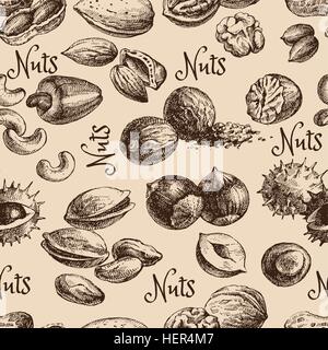 Croquis à main vintage motif transparent les écrous. Vector illustration Illustration de Vecteur