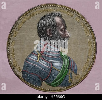 Philippe de Montmorency, comte de Horn (mort en 1568). Victime de l'Inquisition dans les Pays-Bas espagnols. Gravure par l'histoire de Philippe II, 1884. Banque D'Images