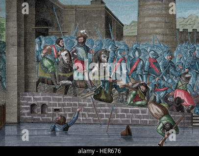 Henry IV de France (1553-1610). Entrée de Henri IV à Paris, le 22 mars 1594, avec 1500 cuirassiers. Gravure par Jean le Clerc, 1596. Télécopieur, 1884 Banque D'Images