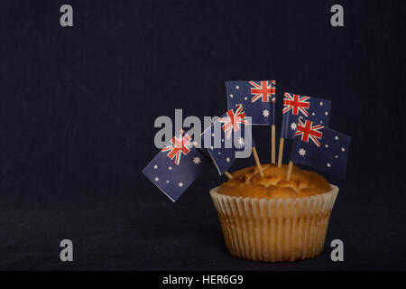 Cupcake avec drapeau australien pour célébrer la Journée de l'Australie, 26 Jan Banque D'Images