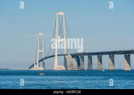 Pont du Grand Belt, Storebaeltsbroen, Great Belt Strait, Korsør, municipalité, Danemark Slagelse Banque D'Images