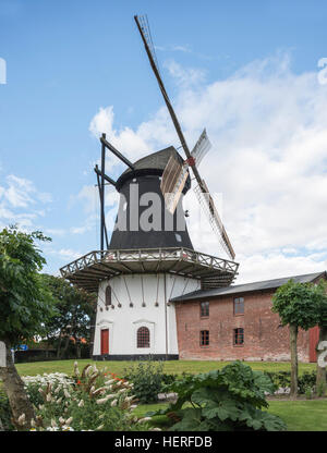 Højer Mølle, moulin à vent hollandais historique avec musée Højer, Sønderjylland, Jutland du Sud, Danemark, Danemark Banque D'Images