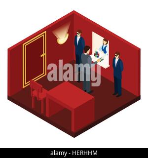 Casino et jeux de hasard Illustration isométrique . Casino et jeu avec l'échange d'argent et de jetons vector illustration isométrique Illustration de Vecteur