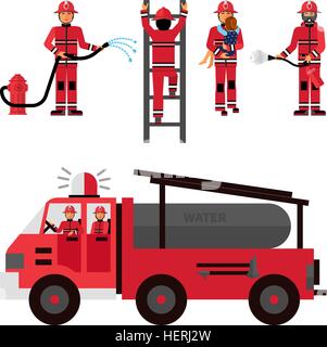 Décoration pompier Icons Set. Télévision pompier icons set couleur sur fond blanc avec des pompiers et la brigade de pompier Illustration de Vecteur