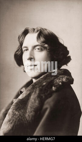 Oscar Fingal O'Tie Wills Wilde, 1854 à 1900. Romancier irlandais, dramaturge, freemason, Wit. Après une photo de Napoléon Sarony. Banque D'Images