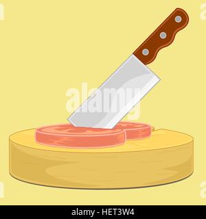 Vector illustration et couteau de la stab sur la viande Illustration de Vecteur