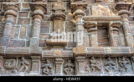 Close up de sculptures, temple Ramaswamy, Kumbakonam, Tamilnadu, Inde - 17 déc 2016 Banque D'Images