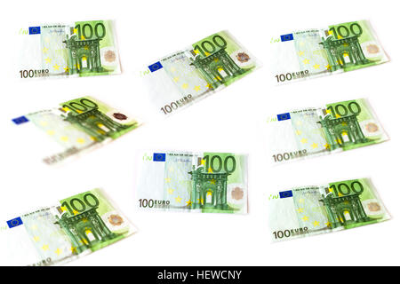 Situé à 100 billets sont en coupures de 100 euros. Symbole de la monnaie européenne à la richesse et à l'investissement. L'argent de l'Union européenne Banque D'Images