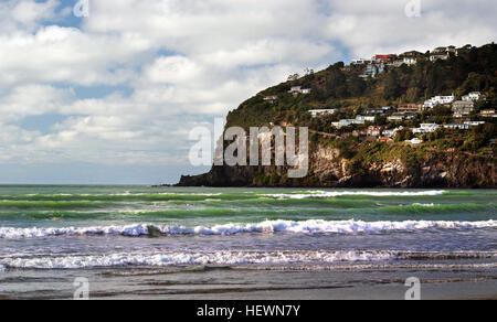 Sumner est une banlieue balnéaire de Christchurch, Nouvelle-Zélande et a été étudiée et nommée en 1849 en l'honneur de John Bird Sumner, le nouvel archevêque de Canterbury et président de l'Association de Canterbury. La plage populaire de Christchurch est situé à seulement 20 minutes en voiture du centre-ville - pourtant avec sable mou, grande plage de surf et de natation, des rochers à grimper, promenade, cafés et glaces, vous vous sentirez comme vous êtes vraiment hors de la ville ! Si vous êtes soucieux d'avoir un rendez-vous au surf ou voulez juste jouer sur un bodyboard, prendre la direction de la tour de l'horloge et Scarborough Beach. La plupart des jours de Banque D'Images