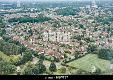 Vue aérienne de la zone suburbaine, Altrincham, Cheshire, Angleterre Banque D'Images