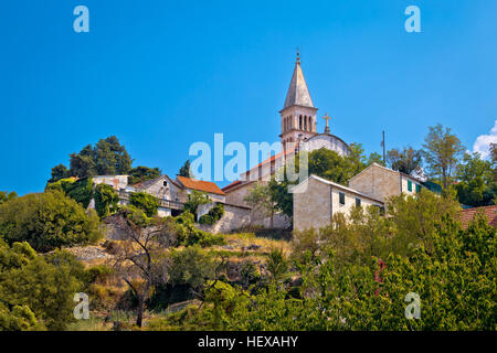 Nerezisca village landmarks sur l''île de Brac, Dalmatie, Croatie Banque D'Images