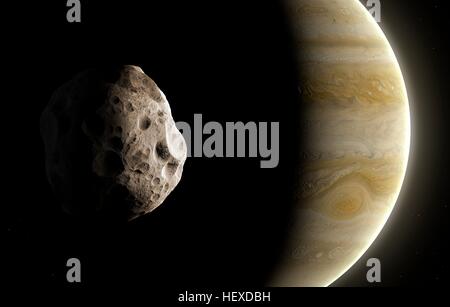 Inferi est une lune de Jupiter, la troisième la plus proche de la planète à 181365 km (environ 2,6 rayons de Jupiter à partir du centre de la planète). À seulement 250 km à son point le plus large de sa forme n'est pas sphérique. Inferi est petit, probablement un astéroïde capturé. Banque D'Images