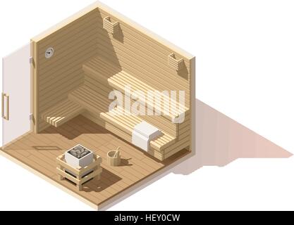 Faible isométrique vecteur icône chambre sauna poly Illustration de Vecteur