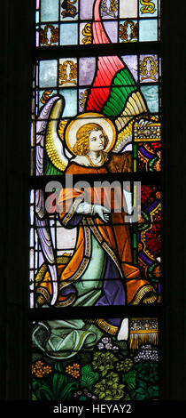 Vitrail représentant un ange dans la Cathédrale Saint-Bavon de Gand, en Flandre, Belgique. Banque D'Images