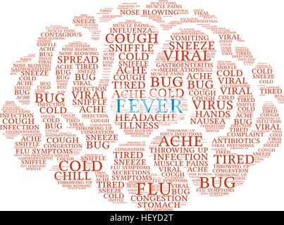 Cerveau fièvre nuage de mots sur un fond blanc. Illustration de Vecteur