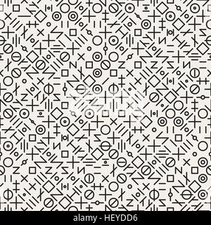 Seamless Vector géométrique noir et blanc formes aléatoires motif grille Abstract Background Illustration de Vecteur