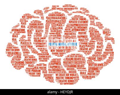 Attitude mentale positive cerveau nuage de mots sur un fond blanc. Illustration de Vecteur