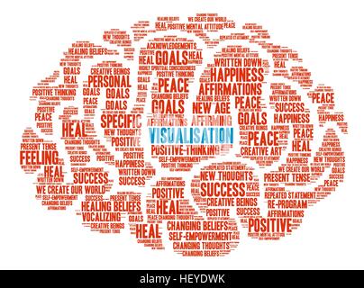 Cerveau visualisation word cloud sur un fond blanc. Illustration de Vecteur