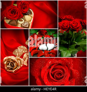 Roses rouges. Des fleurs. Coeurs. Valentines Day concept Banque D'Images