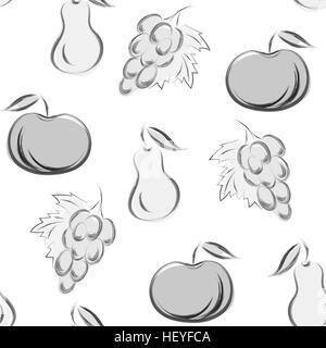 Modèle transparent avec des fruits dans un style dessiné à la main - vector illustration Illustration de Vecteur