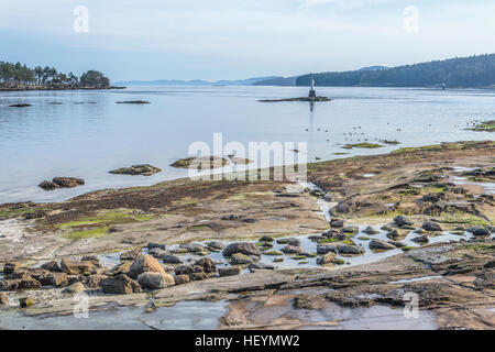 Une journée d'hiver ensoleillée à une plage rocheuse sur l'île Gabriola, in British Columbia's Gulf Islands. Banque D'Images