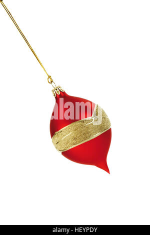 Bal de noël ornement rouge avec décor doré Banque D'Images