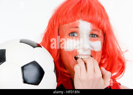 Supporter de football féminin, Suisse fan Banque D'Images