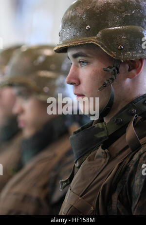 Les recrues des Marines de la Golf Company, 2nd Recruit Training Battalion, au Marine corps Recruit Depot Parris Island complètent la formation de qualification en natation dans le cadre des exigences de base de la formation des recrues. Banque D'Images