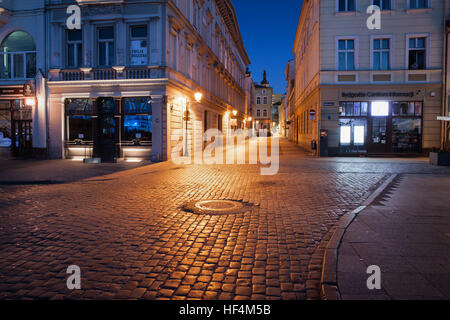 La Pologne, la ville de Bydgoszcz, vieille ville de nuit Banque D'Images