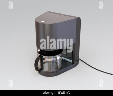 Cafetière isolé sur fond gris. Le rendu 3D image. Banque D'Images