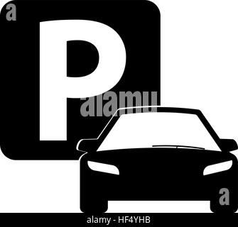 Icône de voiture parking sign, isolé, parking, service voiturier. Modèle plat, vector vecteur d'image Illustration de Vecteur