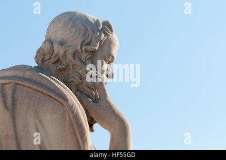 La statue de Socrate d'un côté close up Banque D'Images