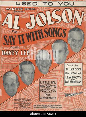 "Dites-le avec des chansons Al Jolson 1929 couvertures des musiques de film Banque D'Images