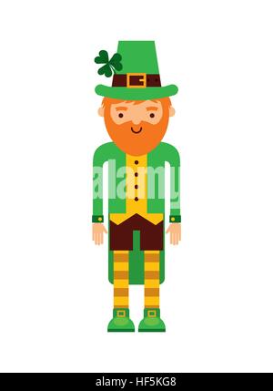 Caricature de leprechaun irlandais homme icône sur fond blanc. Saint Patrick's Day concept. design coloré. vector illustration Illustration de Vecteur